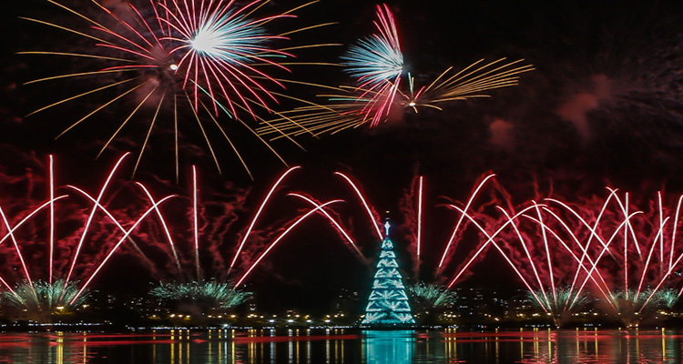Brazil: Floating Christmas Trees and Fireworks