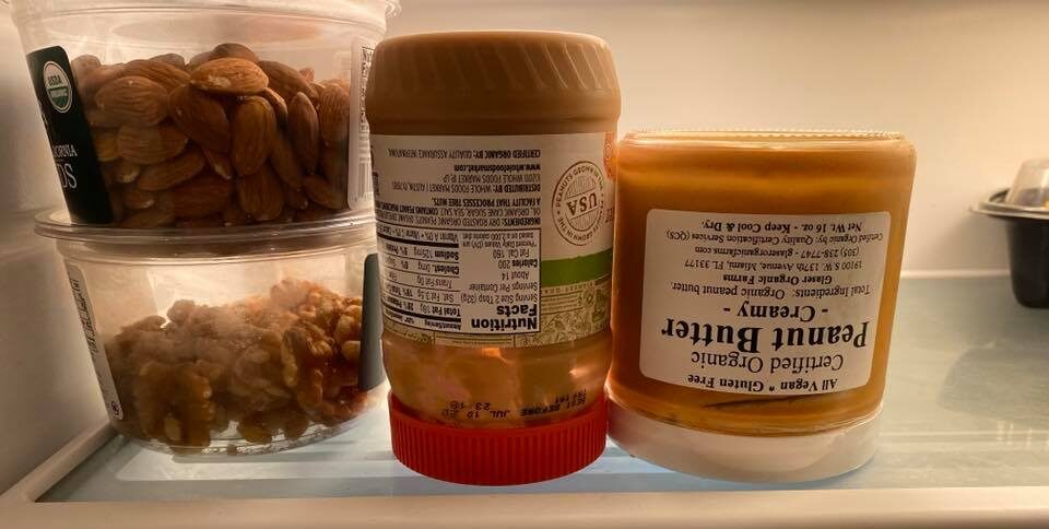 Store the peanut butter jar upside-down